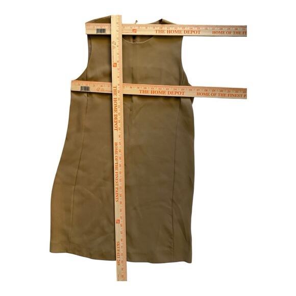 Vince Camel Tan 100% Silk Mini Shift Dress Minimalist Quiet Luxury Sz 8 - Picture 5 of 11